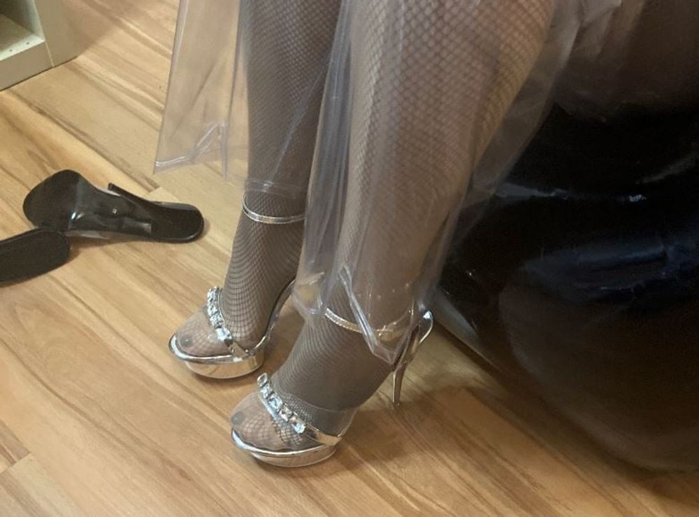 Clear High Heels and Clear PVC Fetish #12