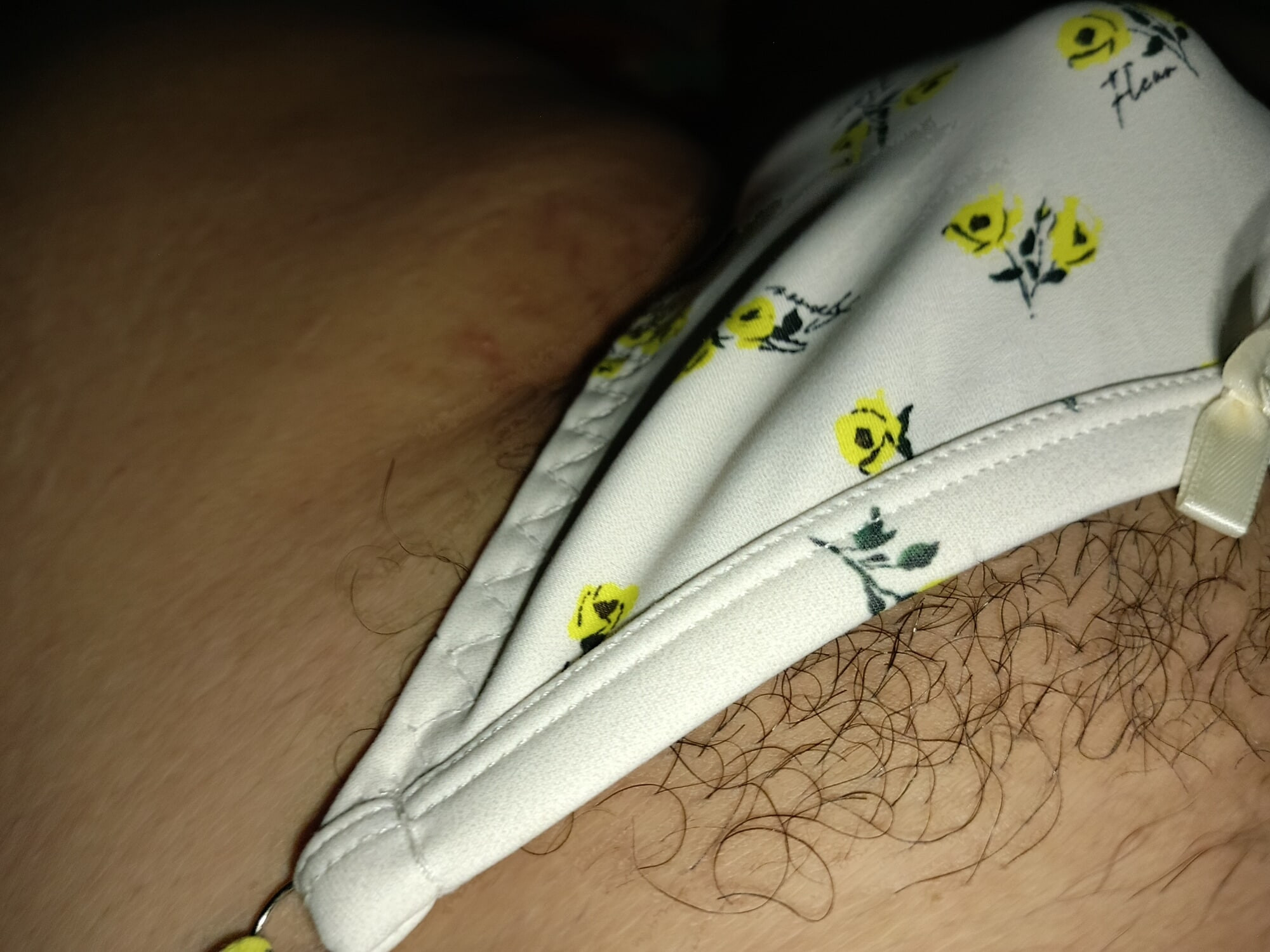 Thong White Floral Satin Panty #7