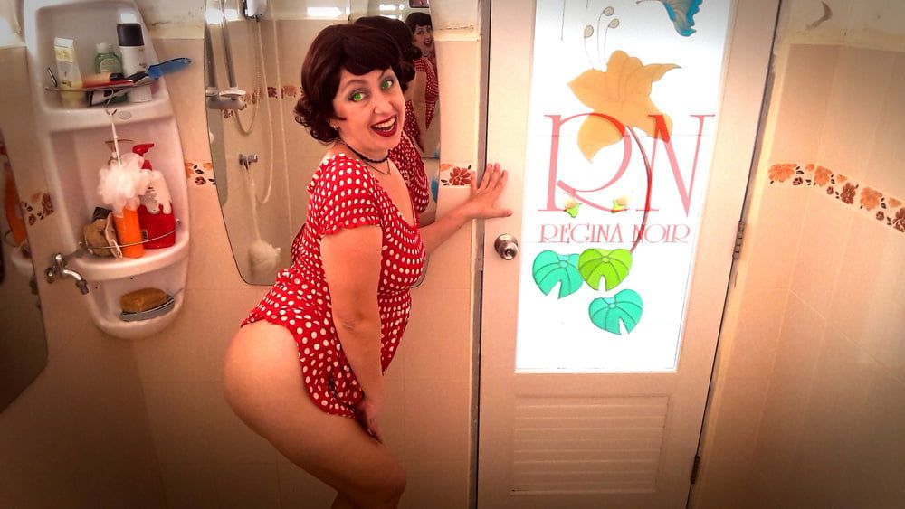 Pinup babe has no panties in front of mirror Retro Vintage N #4