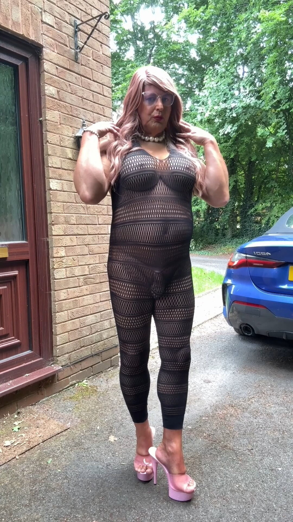 Sexy Crossdresser kellycd2022 in sexy black fishnet catsuit  #22