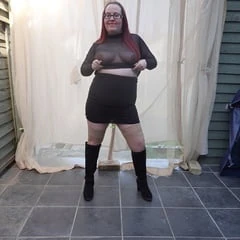 Transparent top with Miniskirt and boots