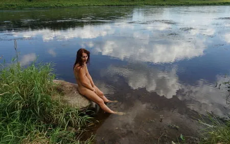 boulder in volga river         