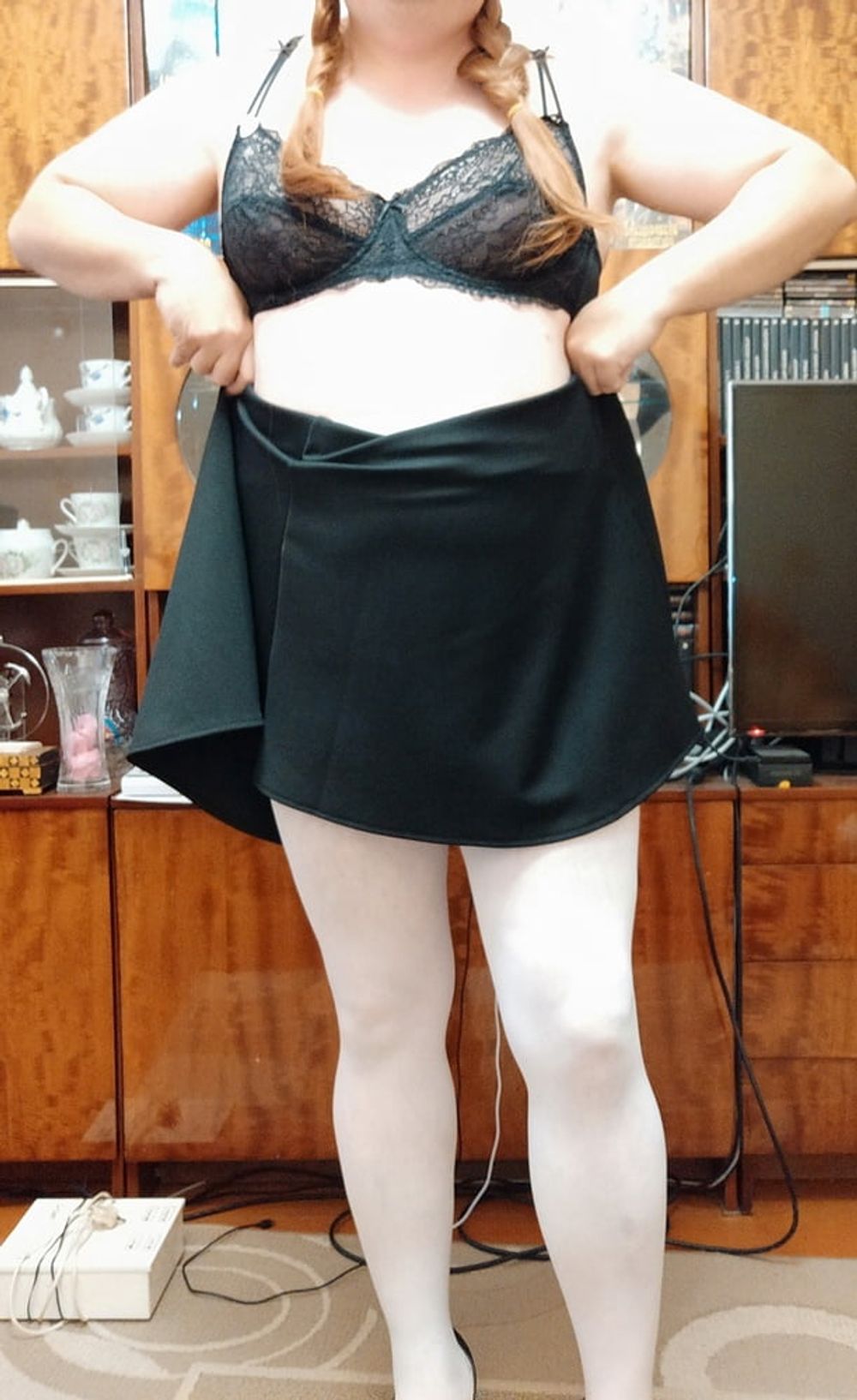 white tights &amp; black skirt #12