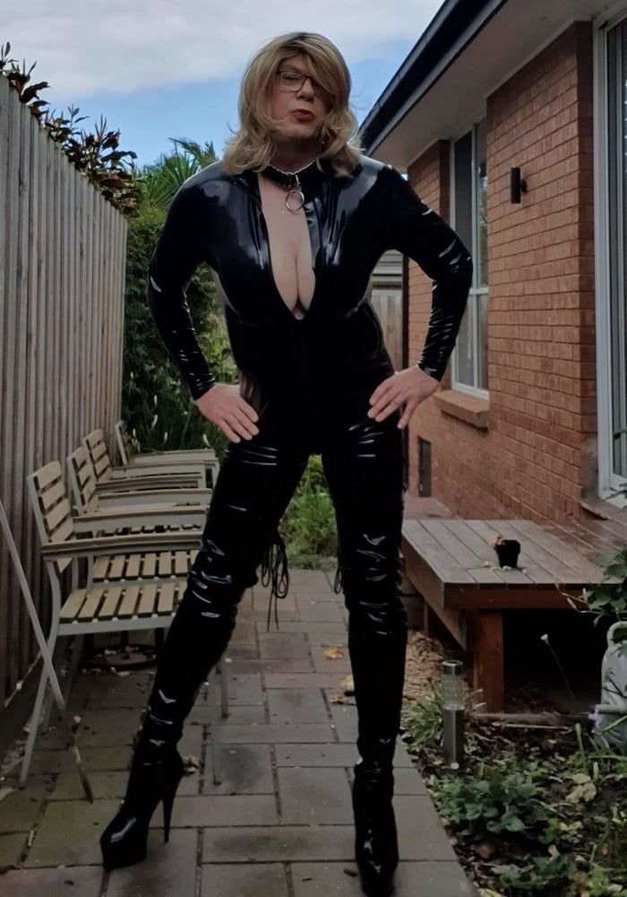 Rachel Latex in her Catsuit and Thigh Highs #4