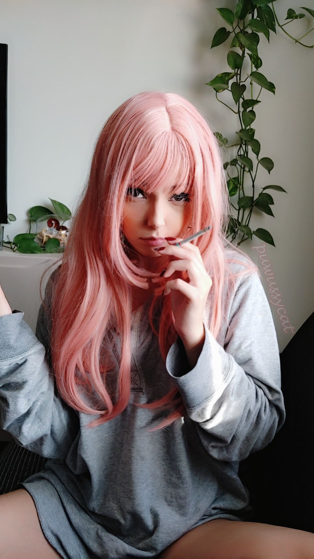 Pink Hair Gf Smoking