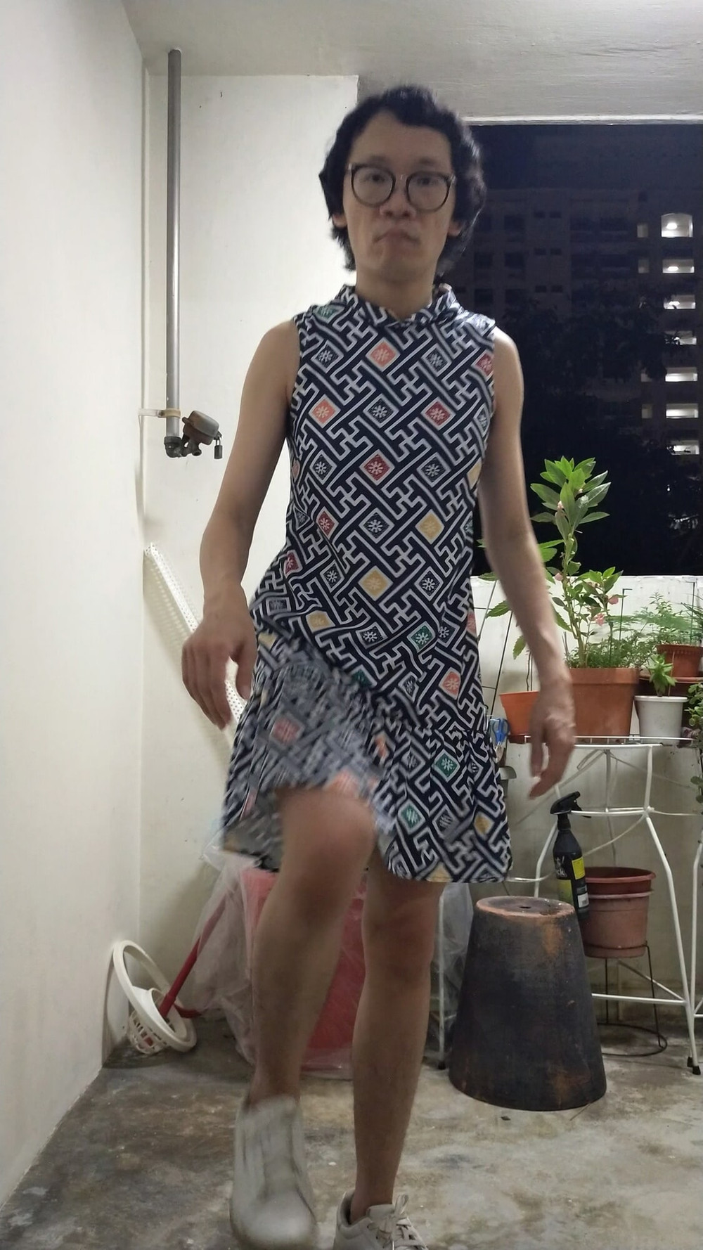 Secretly wearing office lady lingerie and dress. #20