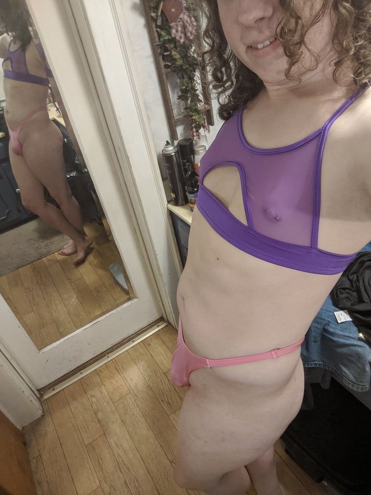 Mesh Bra and Pouch Panties #4