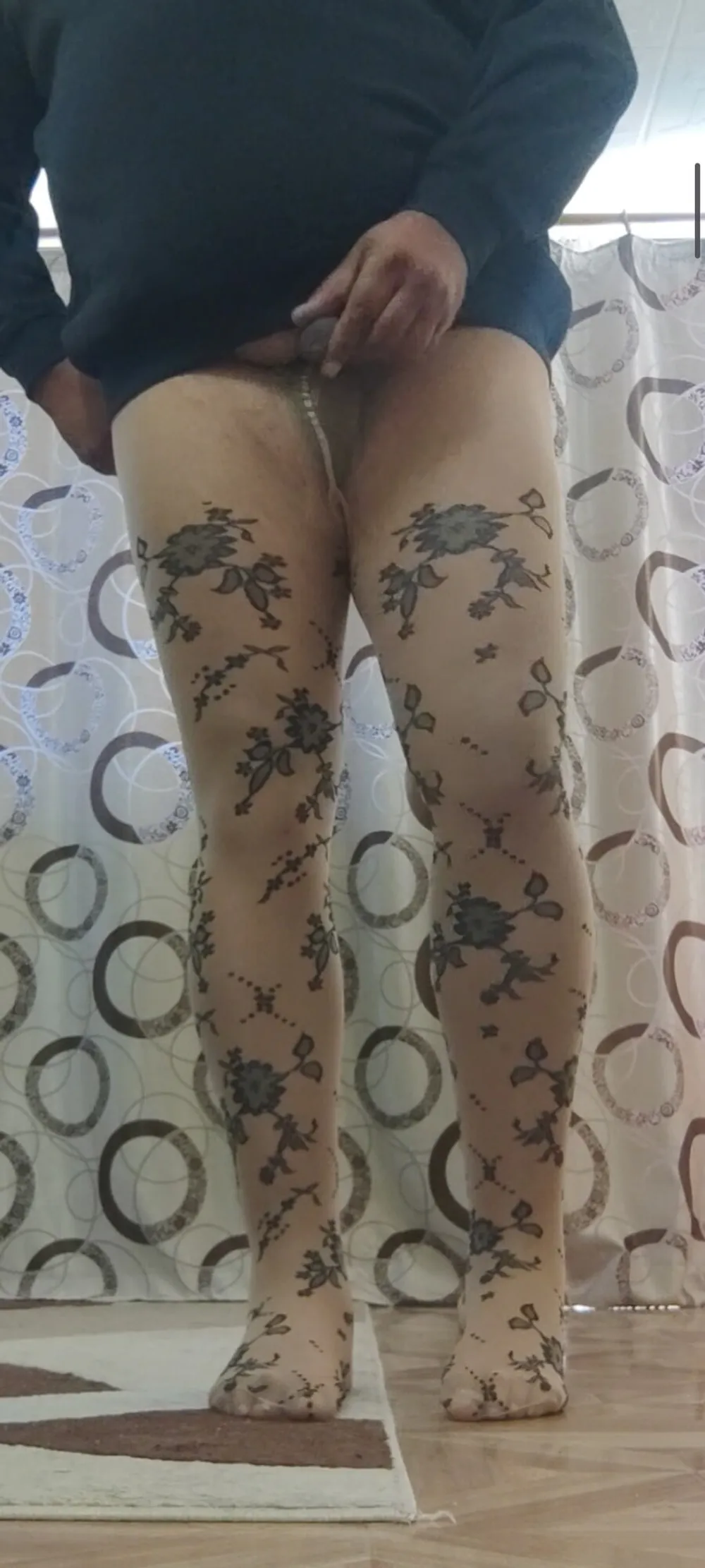 Patterned pantyhose cock masturbation #2