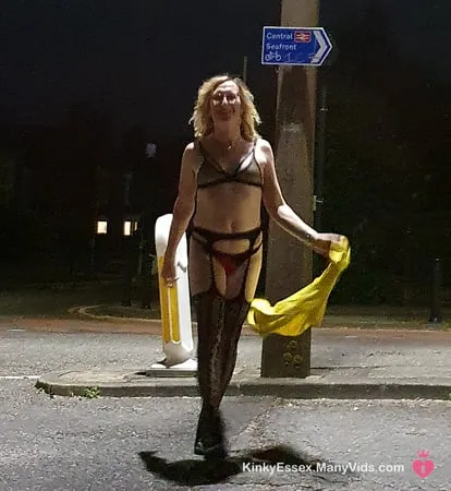 outdoors in lingerie public exposure being seen         