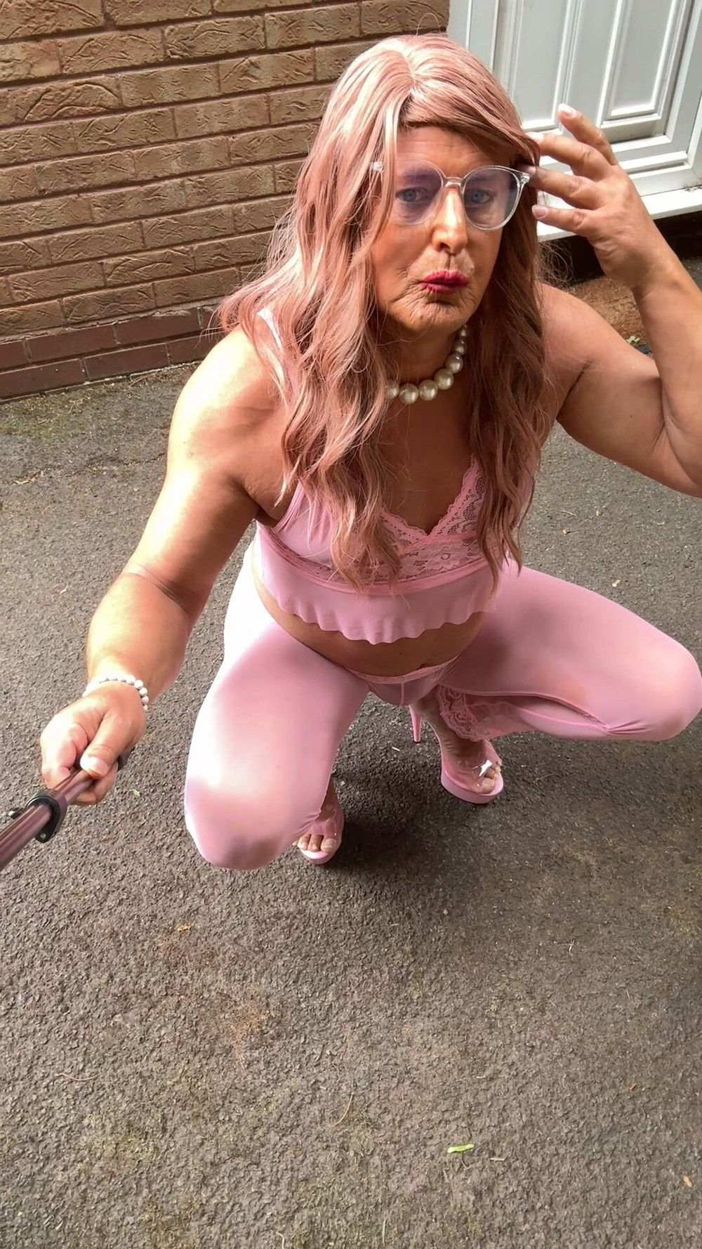 Sexy Crossdresser kellycd2022 in pink outfit and heels  #27