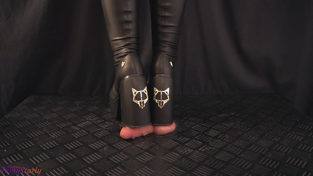 Goth Girl Trampling Your Cock and Balls in Naked Wolfe Boots #3