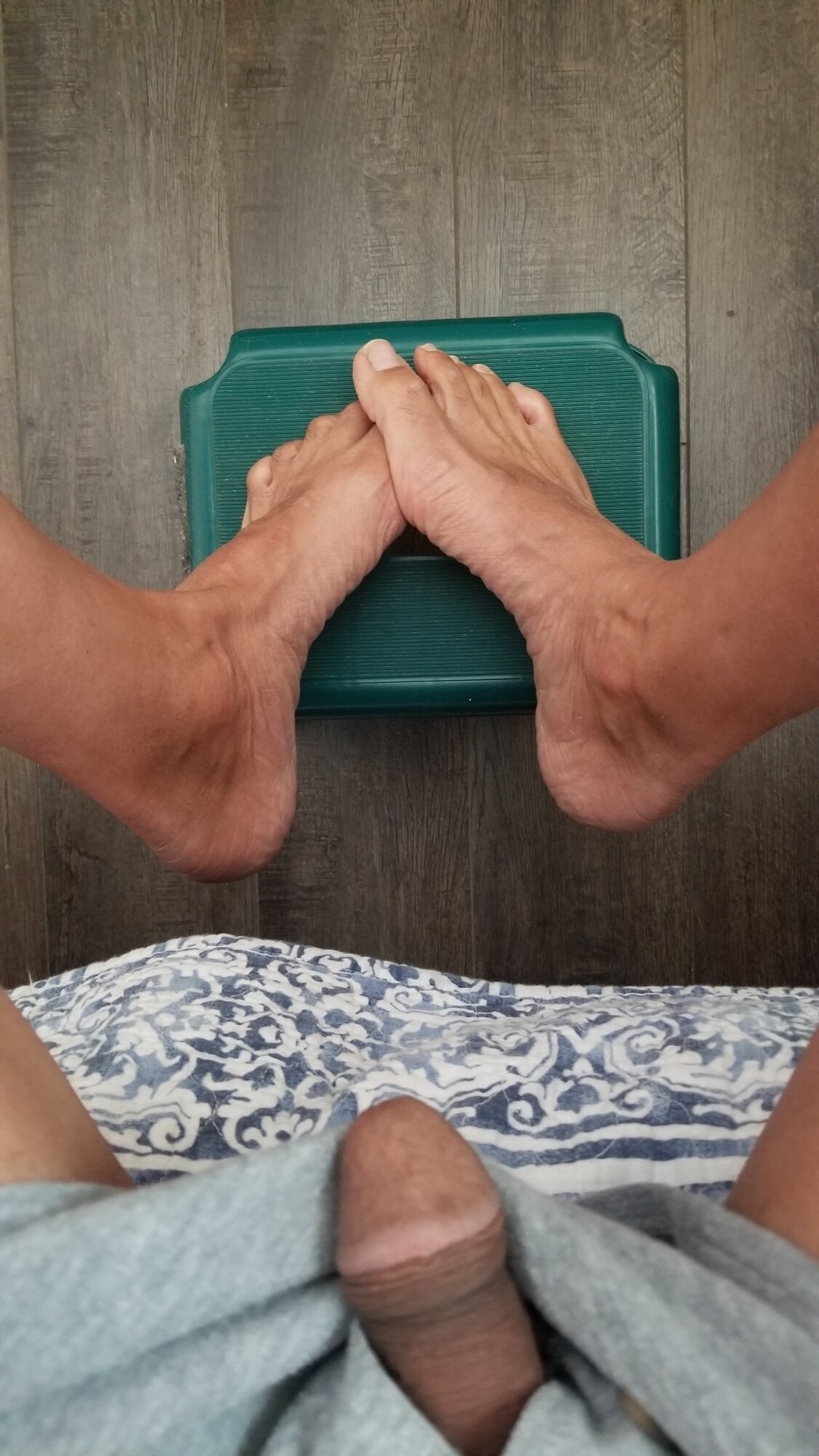 Hanging out dick,hairy uncut 