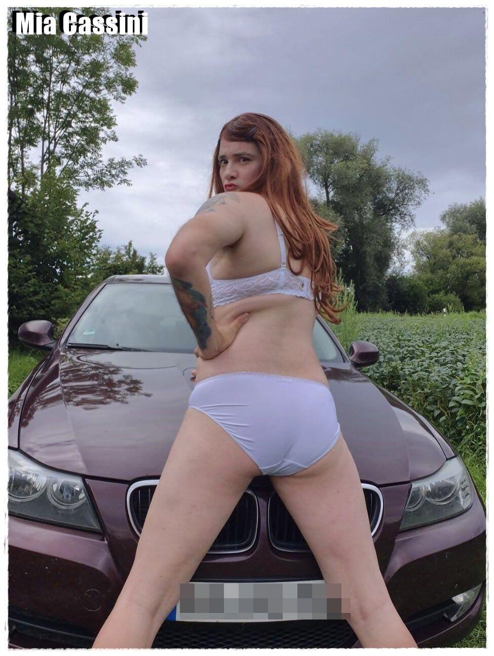 White Lingerie, posing on Car #16