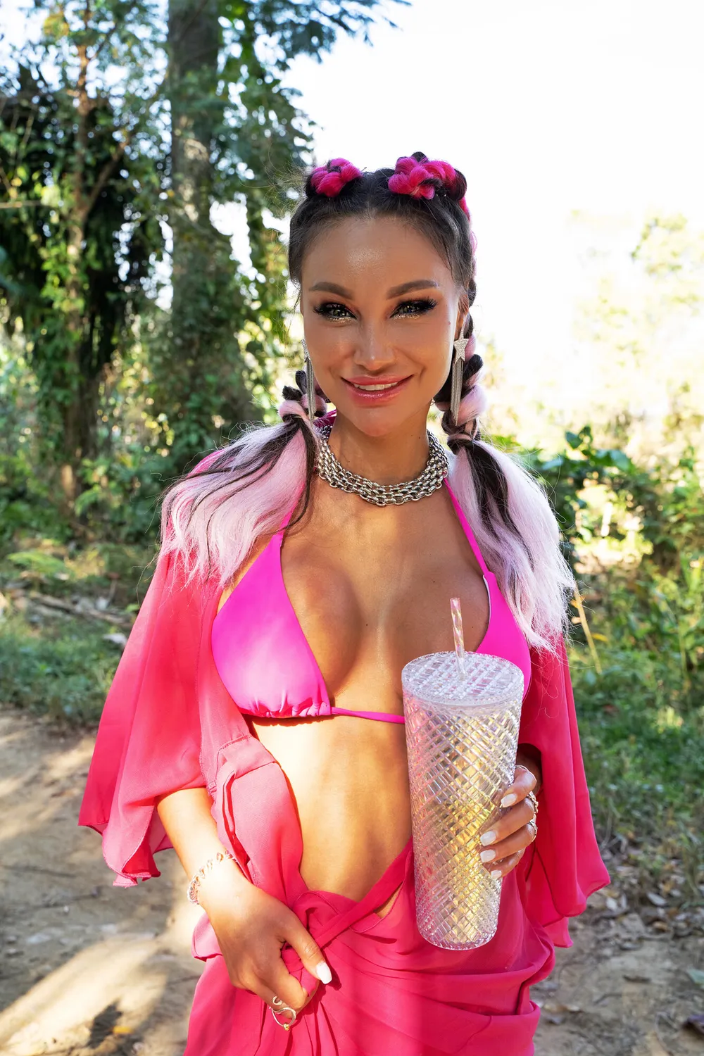 Monika Fox In A Pink Pareo In El Nicho