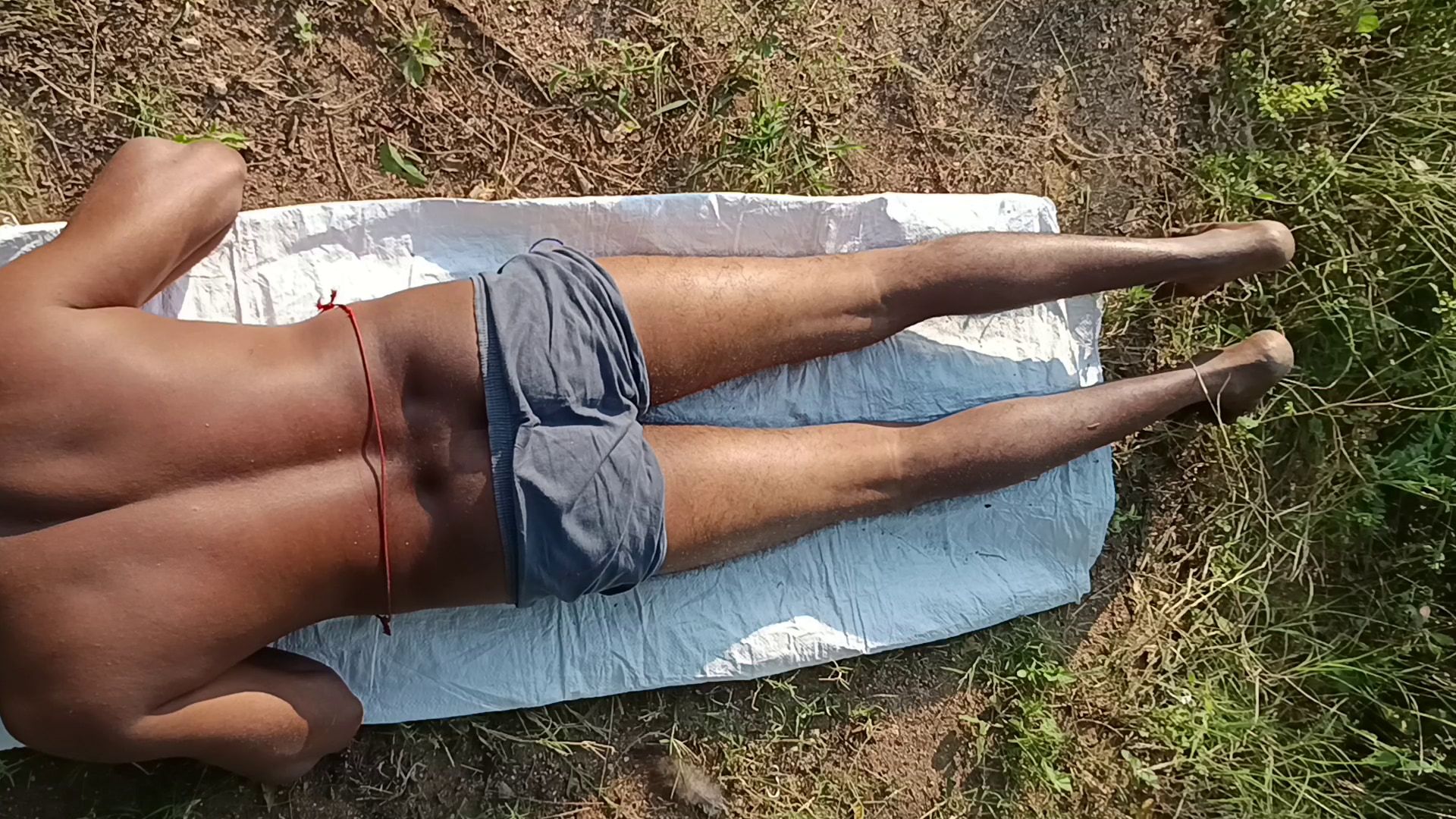 Very Sexy Indian Man Cumshot at Outdoor Field, Top View, Aer #18