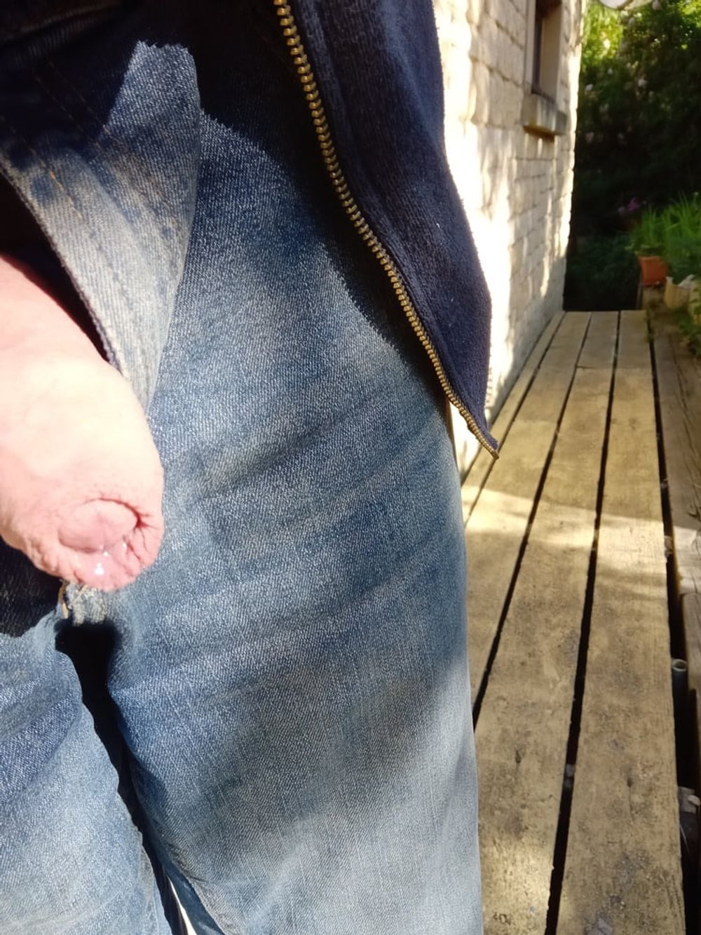 Exposing cock outdoors with precum #8