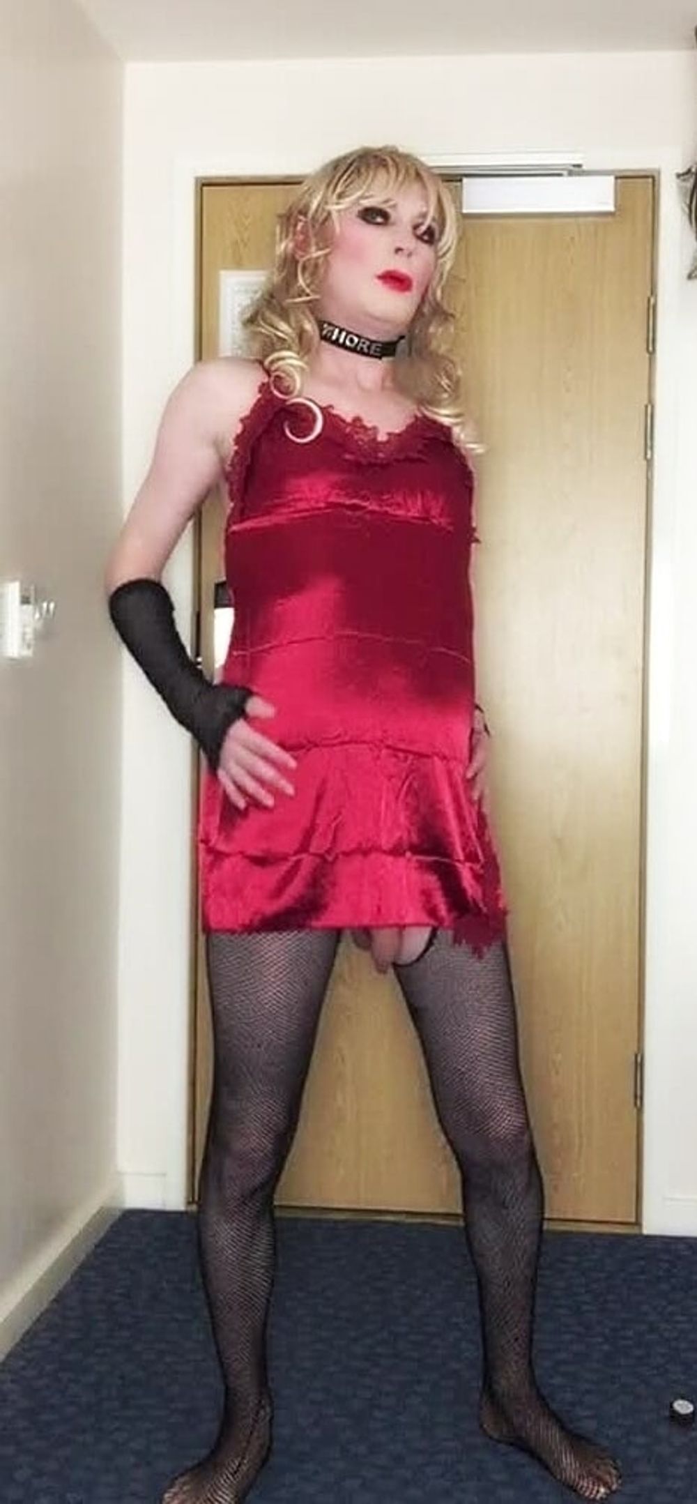 Skanky sissy in red dress #49