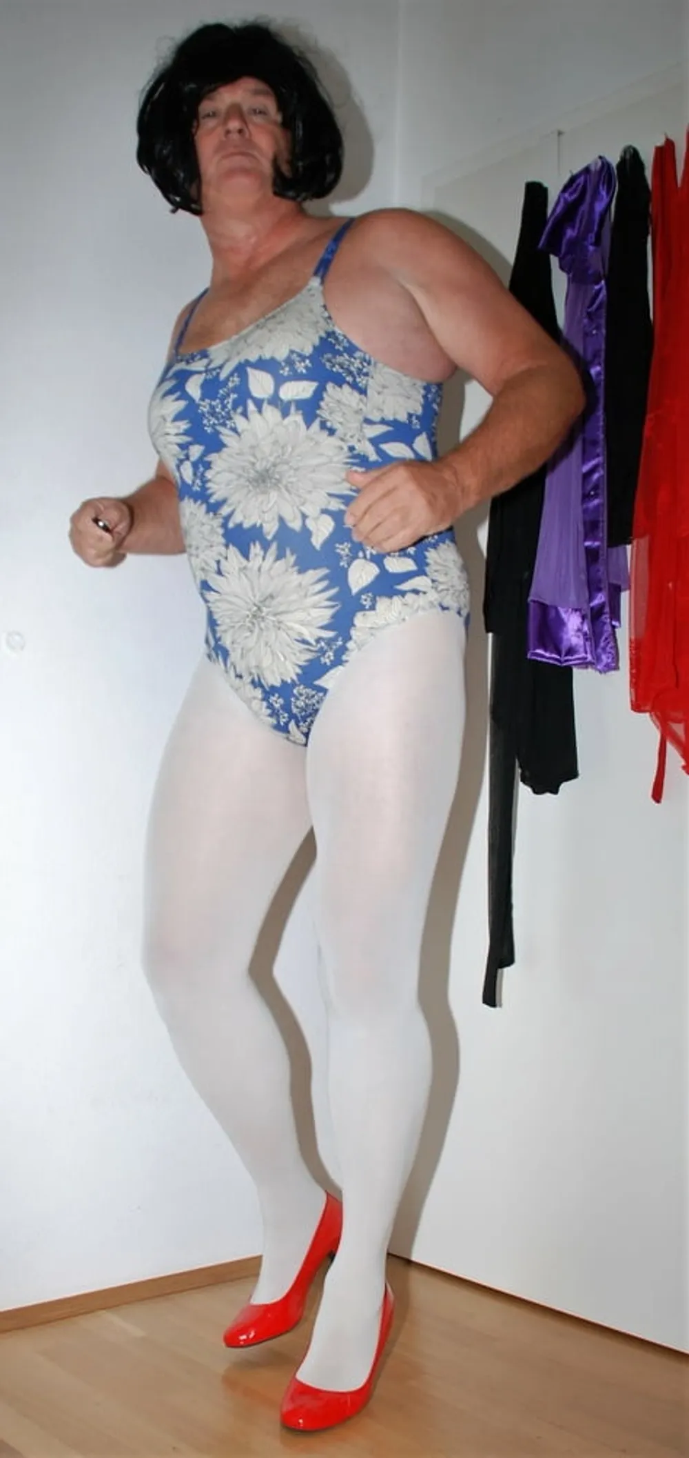 Swimsuite BlueWhite Tights white #12