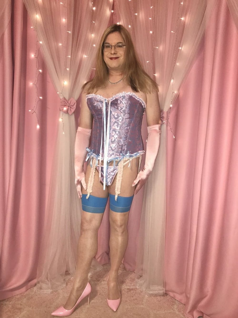 Joanie - Pink and Blue Corset #23