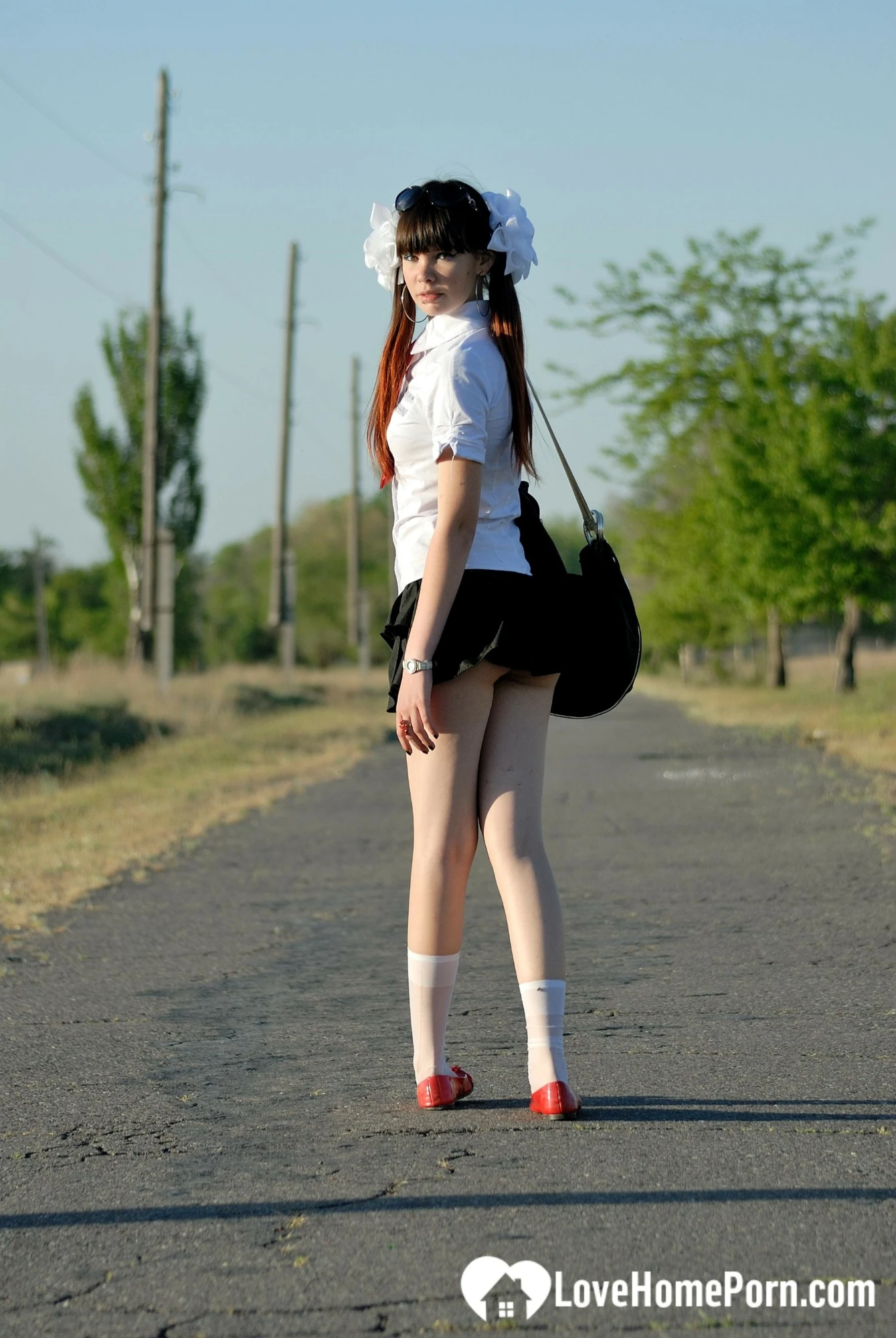 Schoolgirl turns a picnic into a teasing session #20
