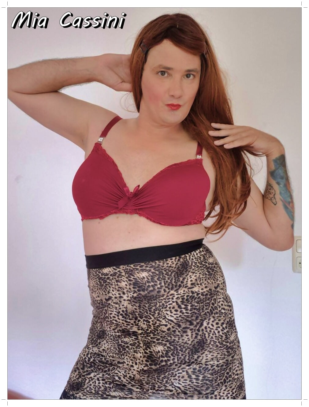 Red Lingerie & leopard Miniskirt #14
