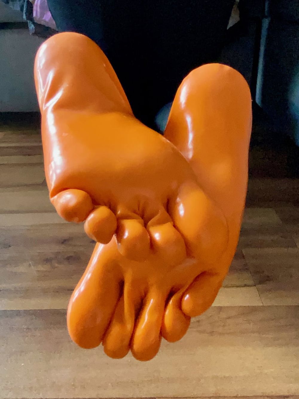 Orange Latex Toe Socks and EvoSkins #11