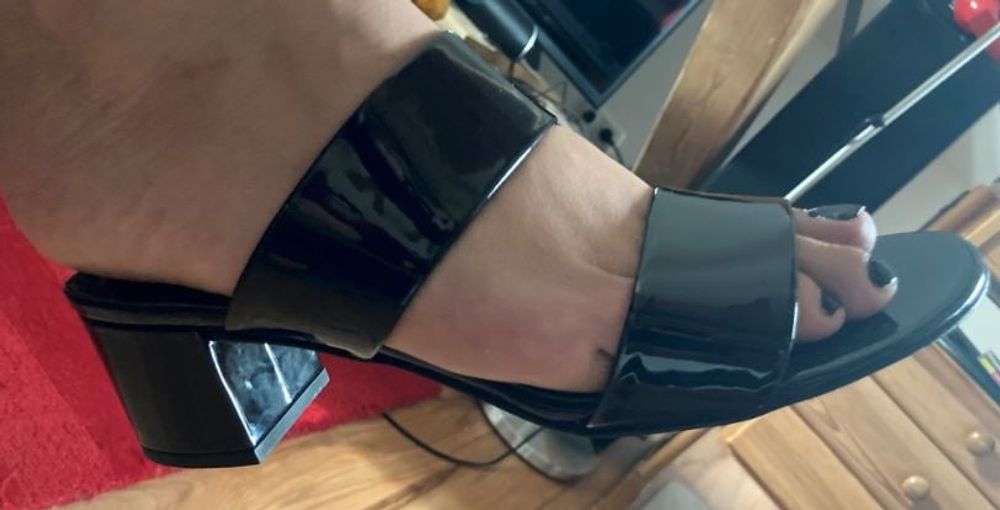 Black Patent Mules and Sexy Feet #8