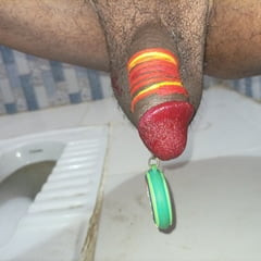 Sissy penis ring and tattoo