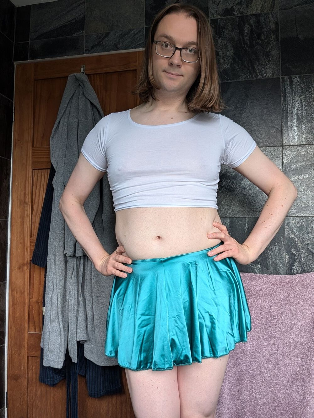 Sissy Crossdresser In Crop Top and Skirt