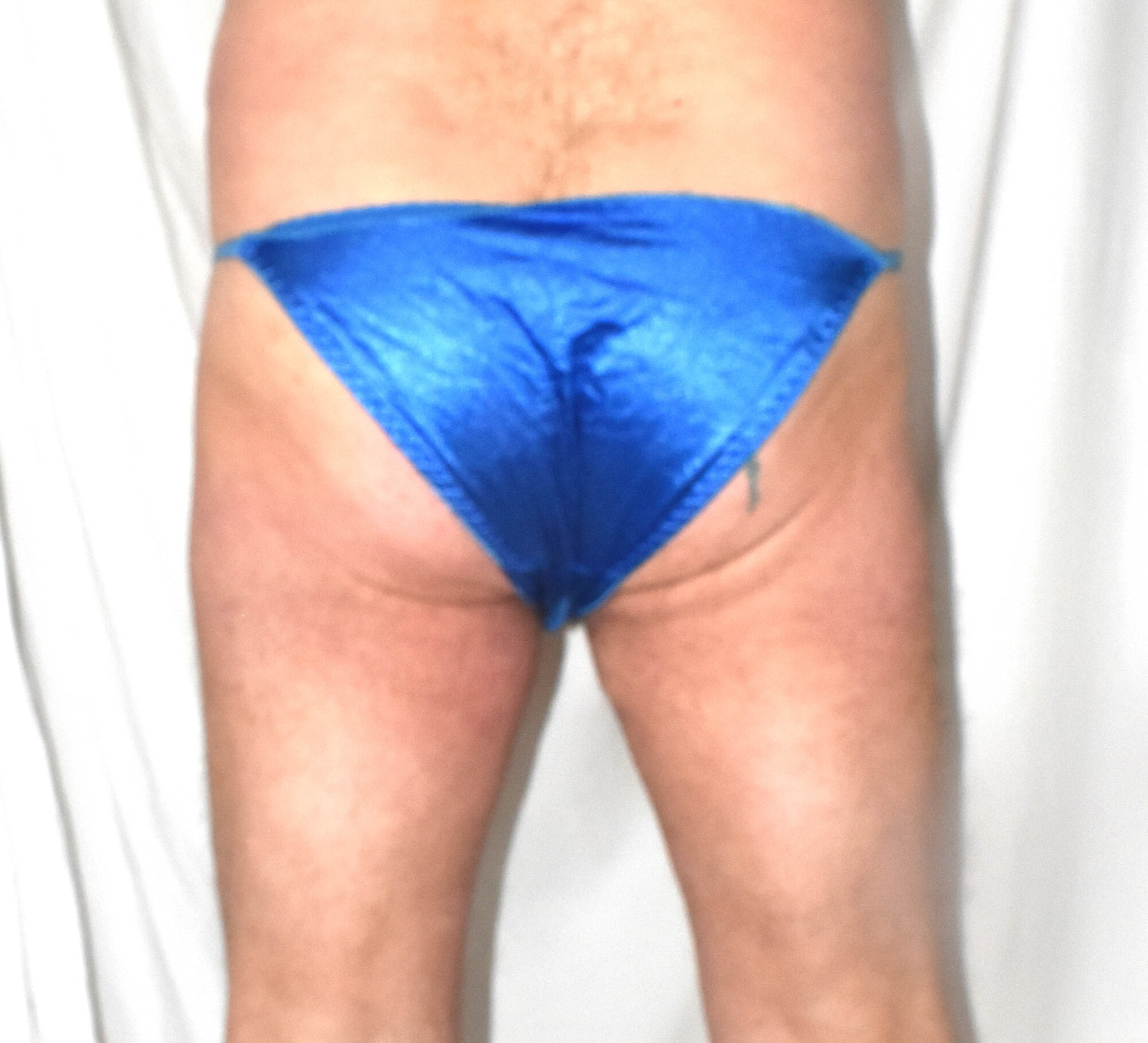 BLUE SATIN AND BLUE NYLON.