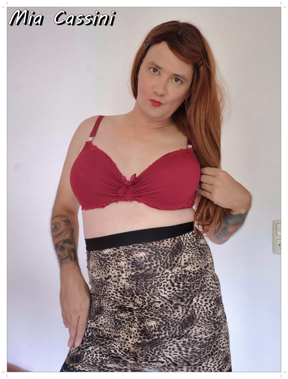 Red Lingerie & leopard Miniskirt #12
