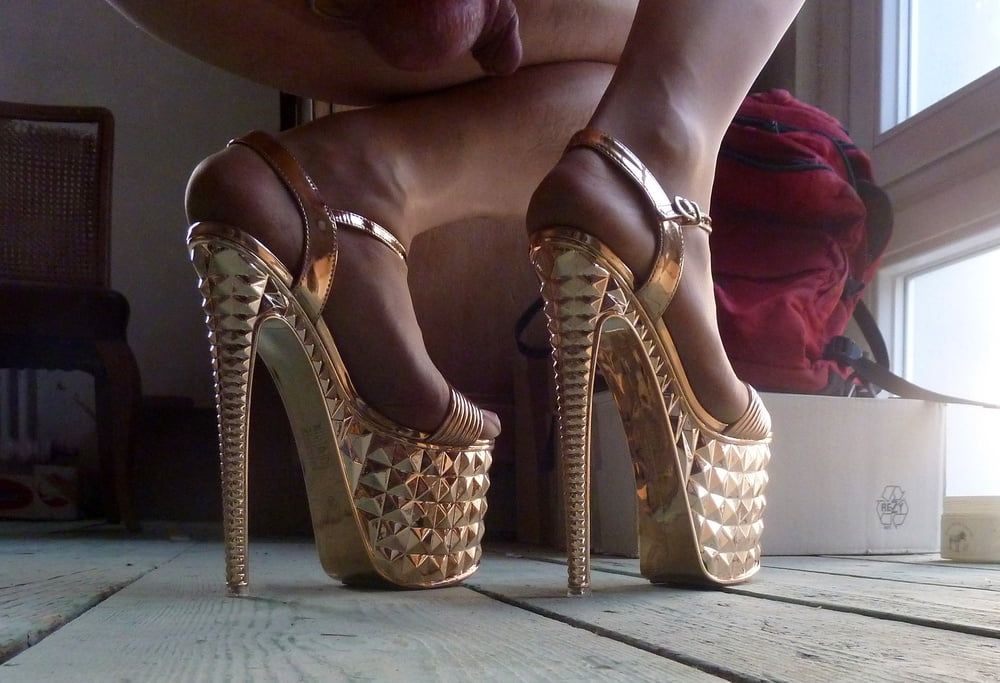golden platform high heels #11