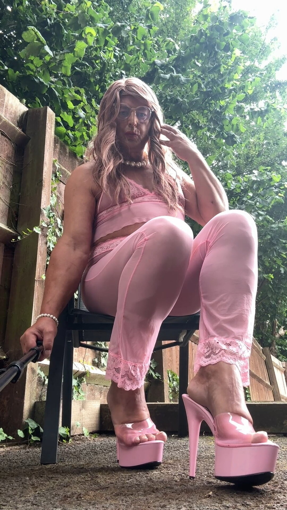 Sexy Crossdresser kellycd2022 in pink outfit and heels  #41