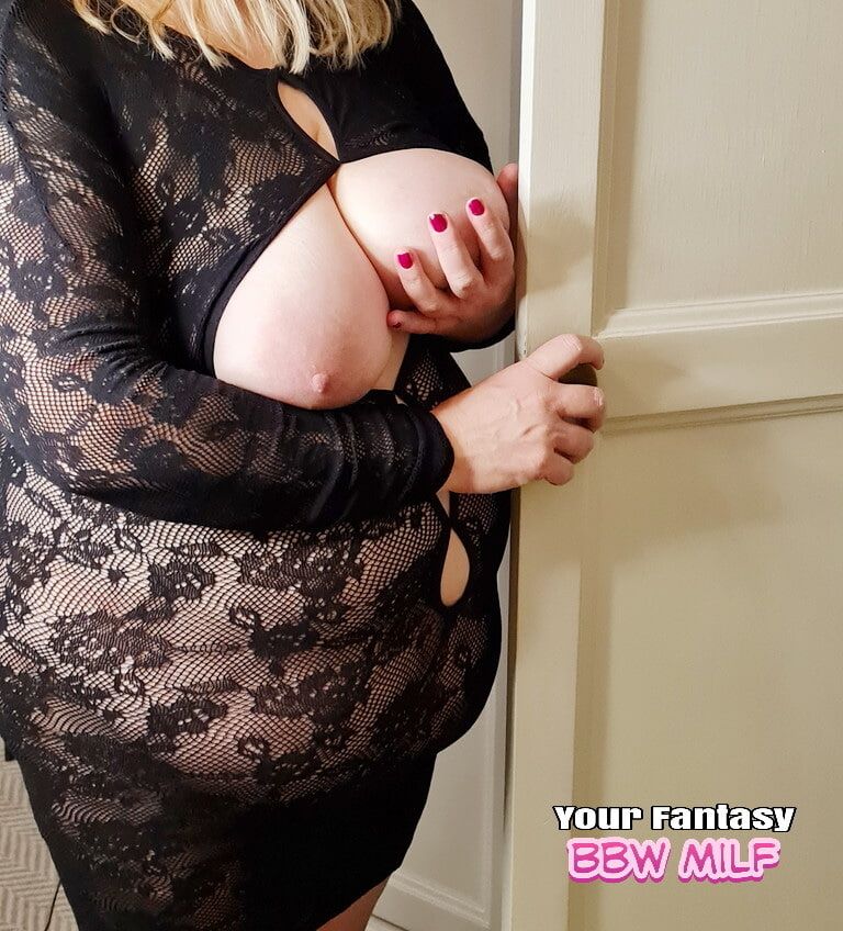 Mature Busty BBW in tight lacy see through dress #5