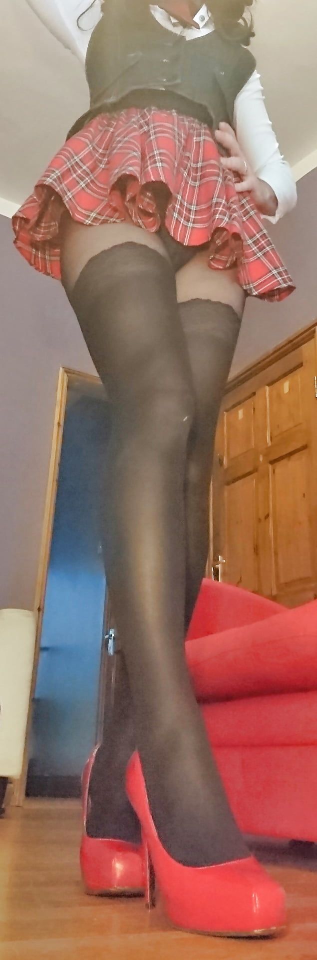 Marie crossdresser in fashion pantyhose with stocking print #5