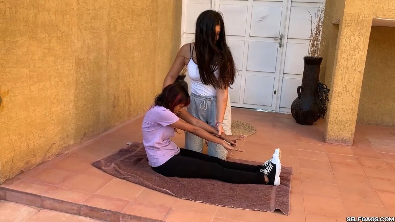 Tied Spreadeagle During Yoga Class - Selfgags #2