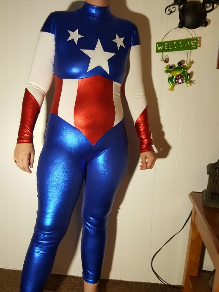 Lexi In A Shiny Spandex Superhero Costume #2