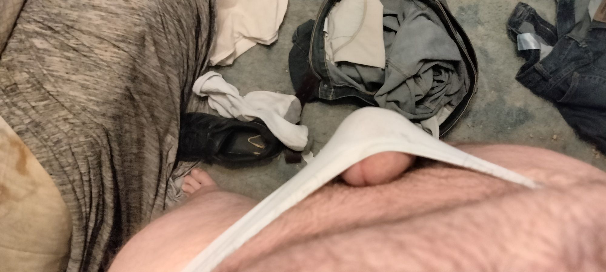 Me toying my asshole and tied up balls and cock and some pan #12