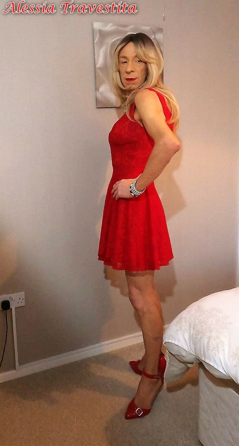 65 Alessia Travestita in Flirty Red Dress #53