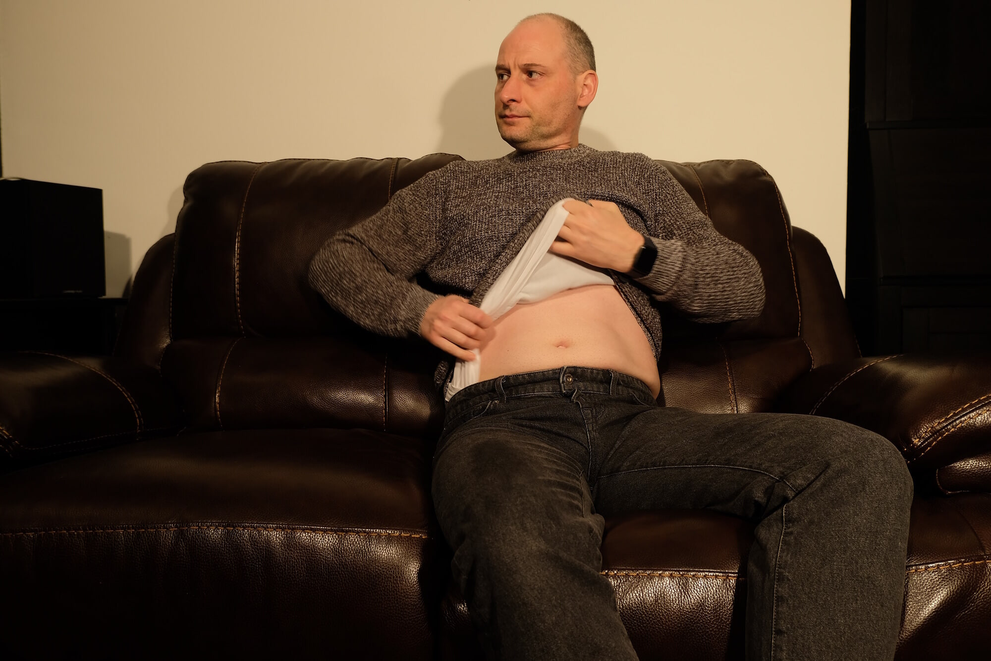 Jonathan gets naked, wanks till he cums, cumming on himself  #4