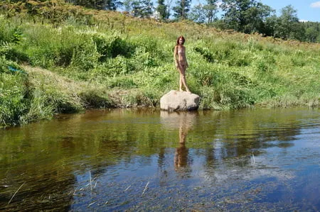 on the stone in volga river         