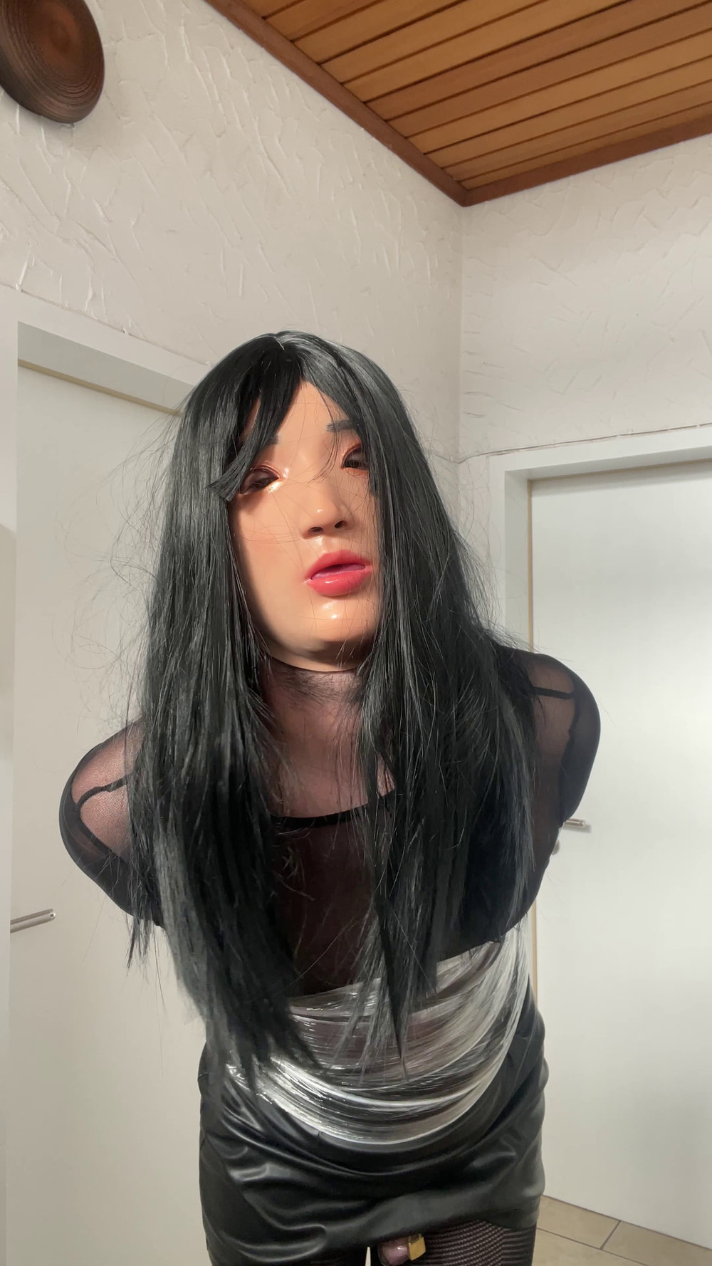 sissy gimp slave doll in leather and chastity #25