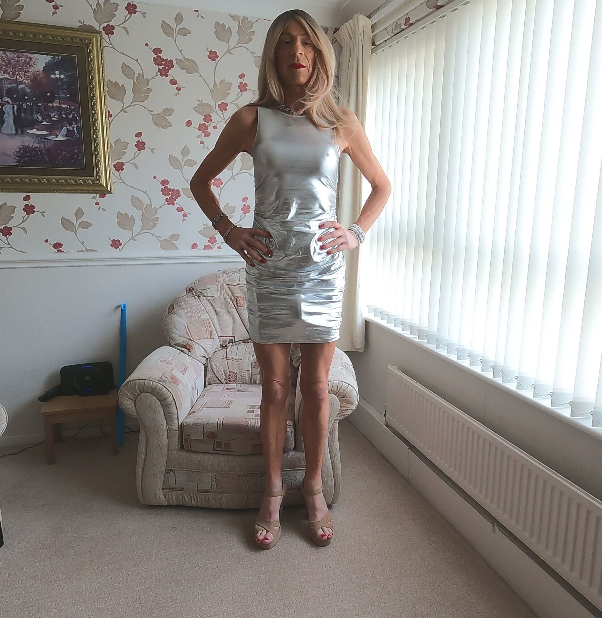 132 Alessia Travestita - Silver Party Dress #3