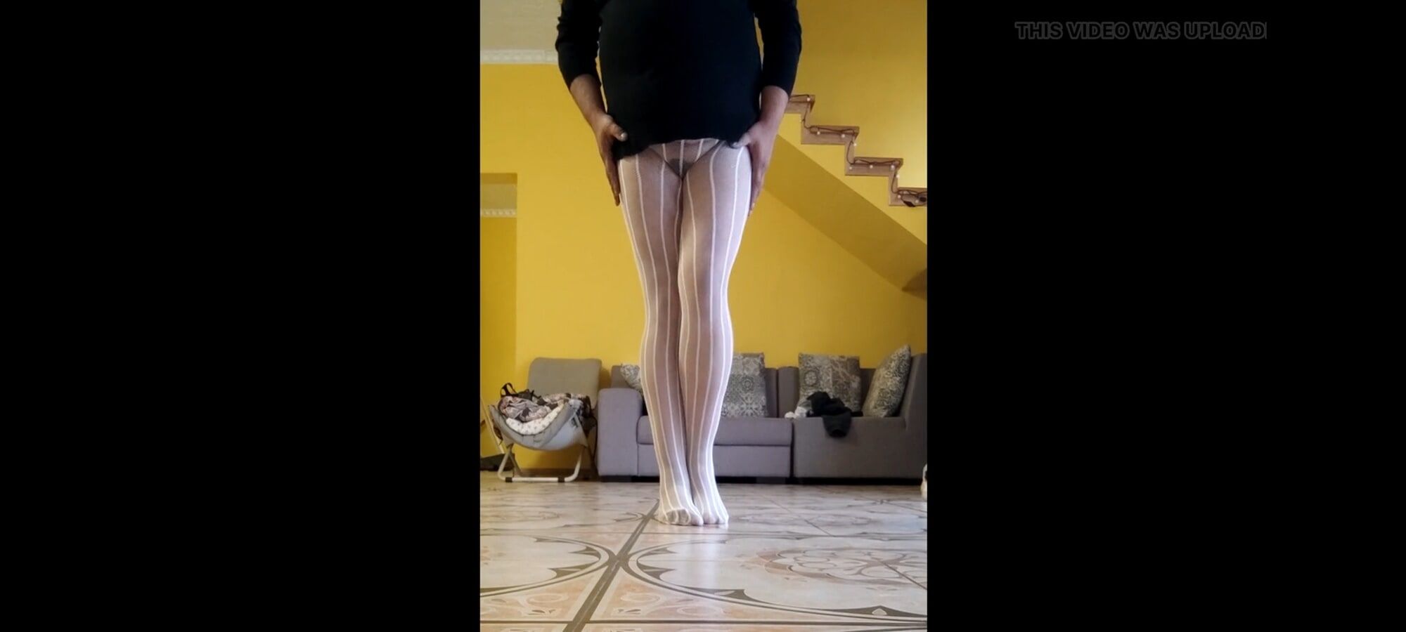 White sexy pantyhose on my legs