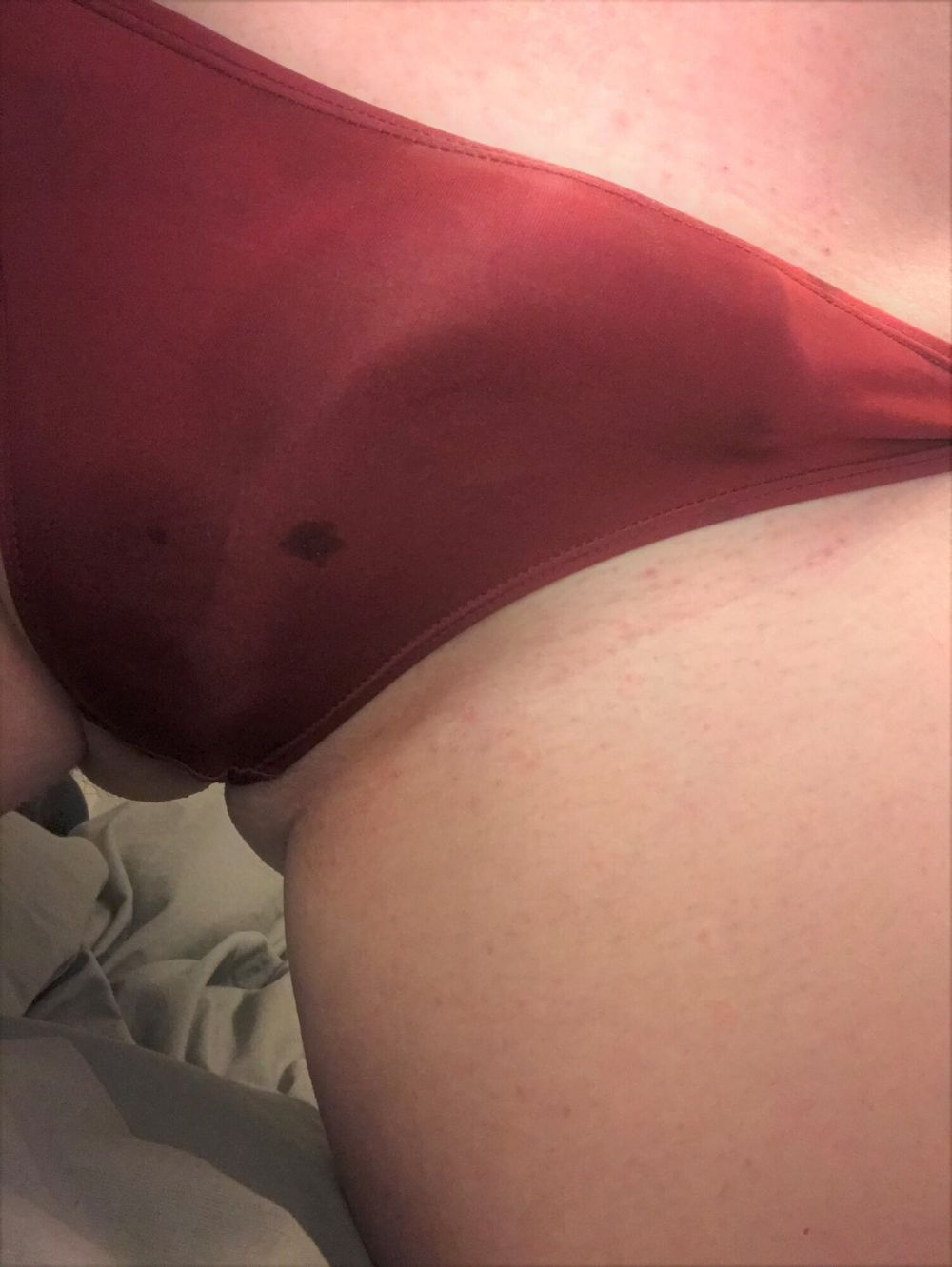 My cock in red thong