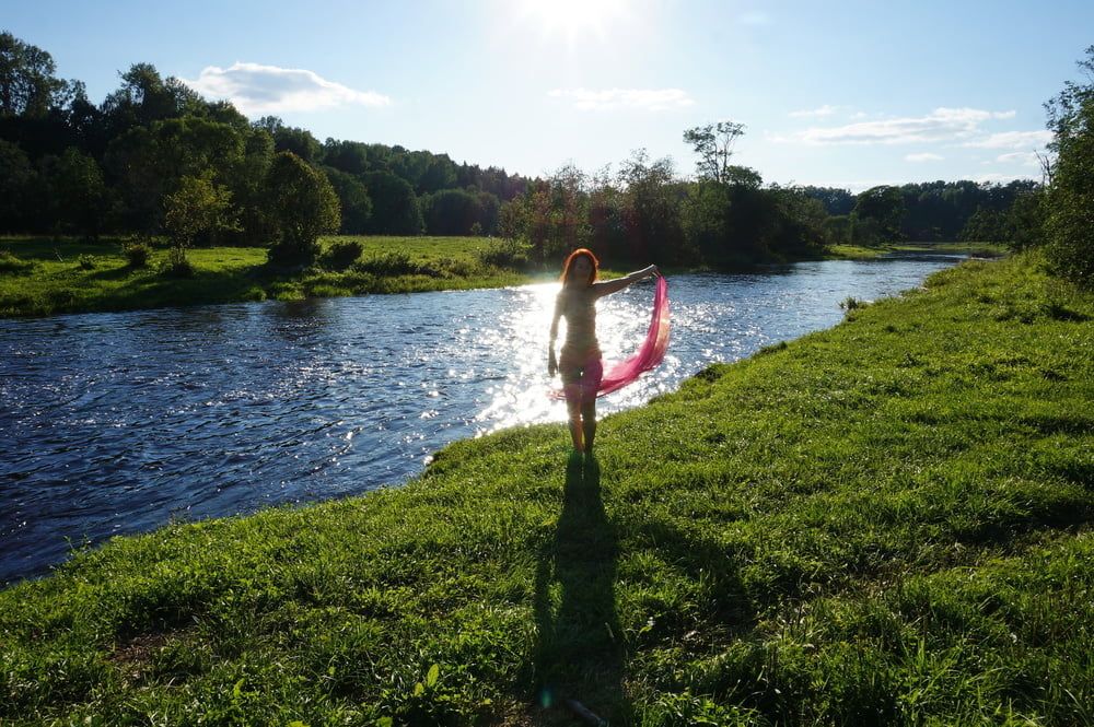 On the Beach with Pink Shawl #4