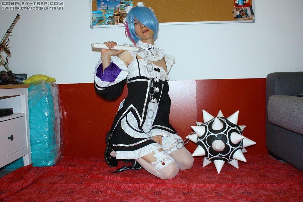  Crossdress cosplay Rem love anal and plugs #5