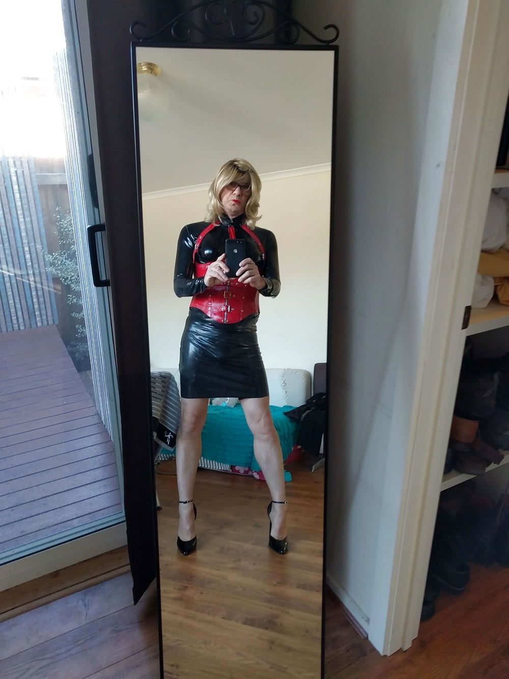 New latex skirt on a sunny Melbourne day