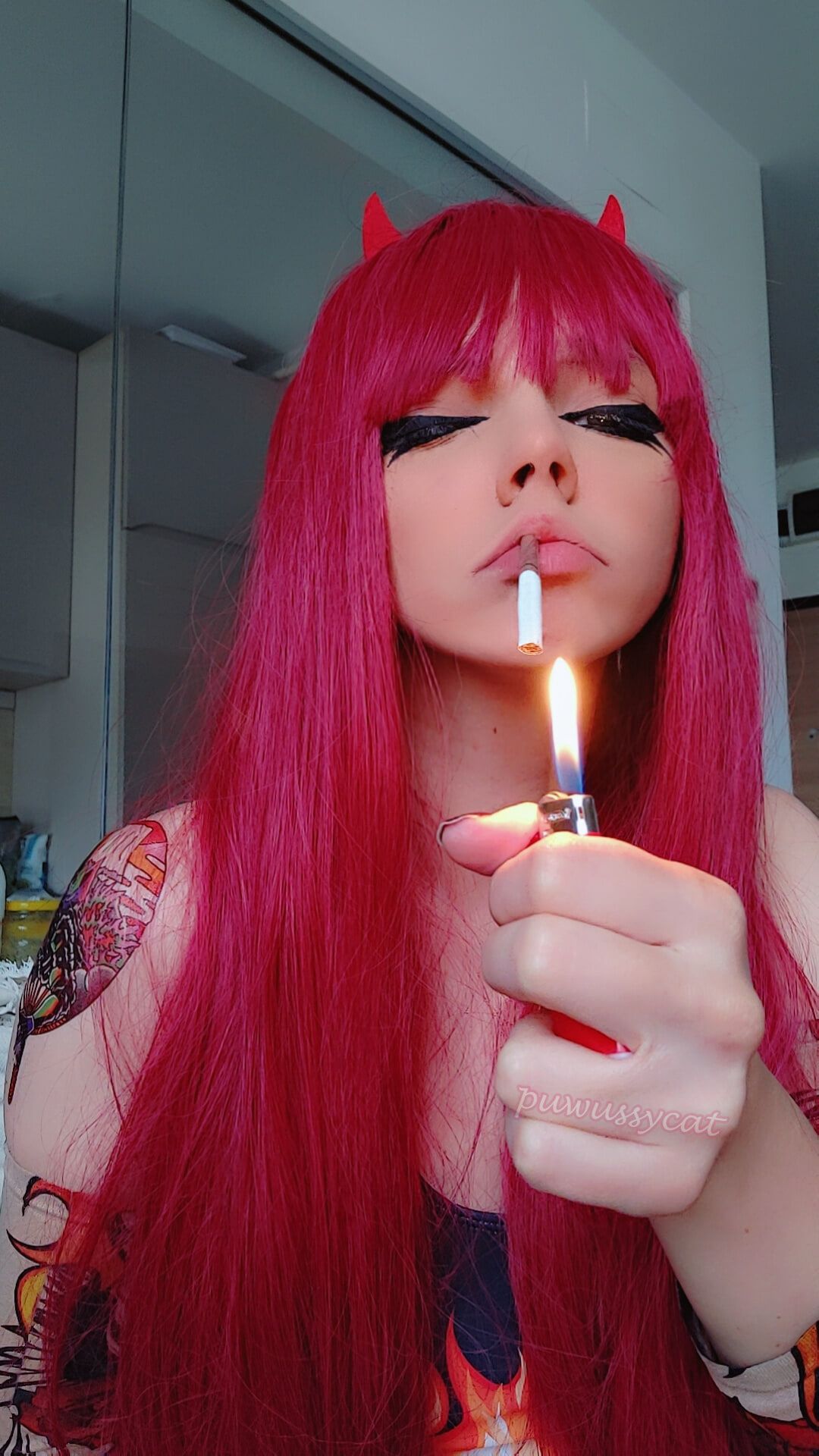 Goth Metal Girl Smoking