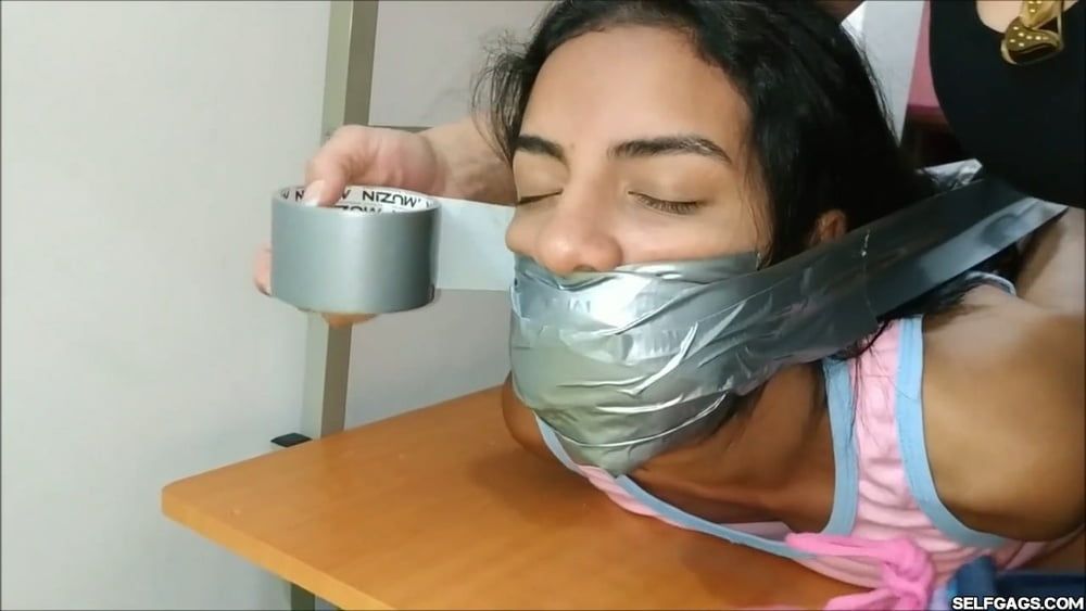 Babysitter Hogtied With Shoe Tied To Her Face - Selfgags #28